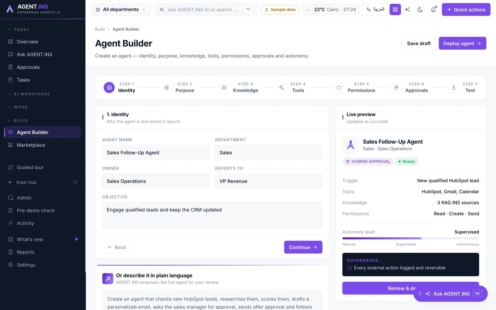 Agent builder